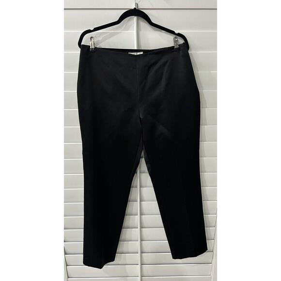 DONCASTER Black Satin Sheen Cotton Silk Blend Dress Slacks Lined Pants Size 14 - Picture 1 of 4
